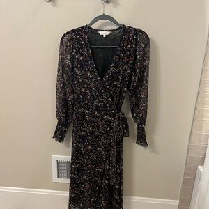 Chic Black Floral Midi Dress